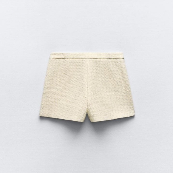 Zara 2024 Collection Ivory Textured Tweed Blazer Short Set - Picture 8 of 14
